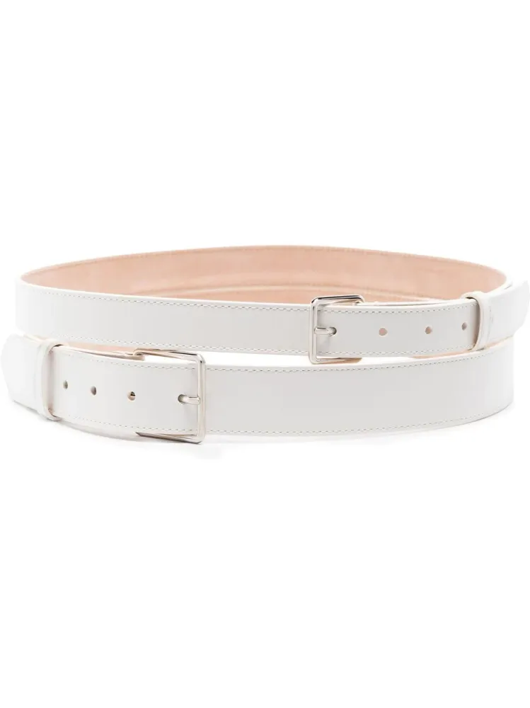 double-buckle leather belt