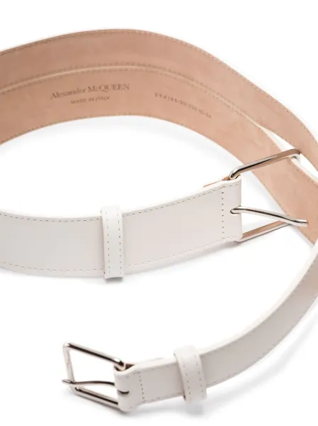 double-buckle leather belt