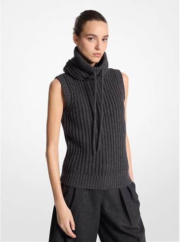 Cashmere Sleeveless Funnel-Neck Sweater