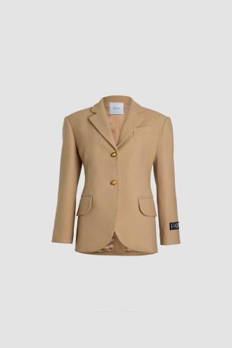 Relaxed belted jacket in sustainable wool and cashmere blend