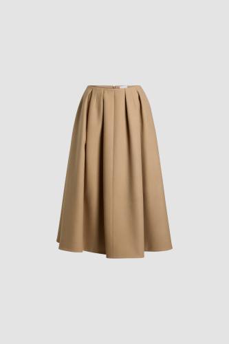 Pleated midi skirt in sustainable wool and cashmere