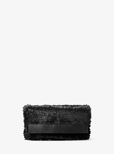 Sorrento Hand-Stitched Fringe and Leather Foldover Clutch