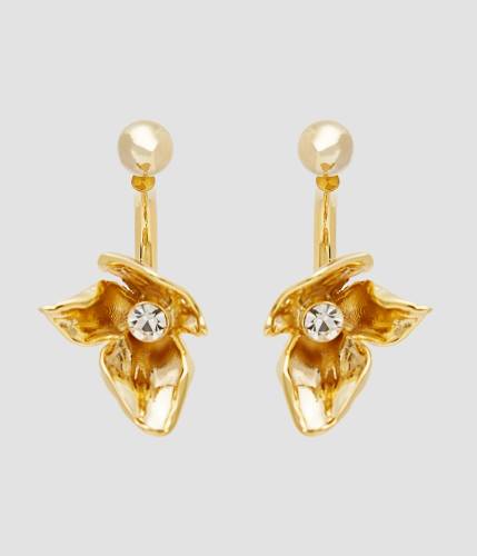 SMALL FLOWER HALF RING EARRING