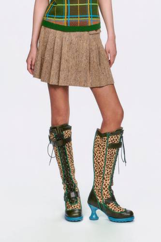 SKIRT PLEATED HERRINGBONE