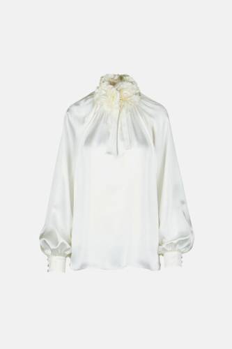 LUANAS Silk blouse with floral appliqué