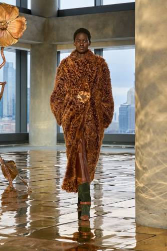 CARYSE LONG SHEARLING COAT