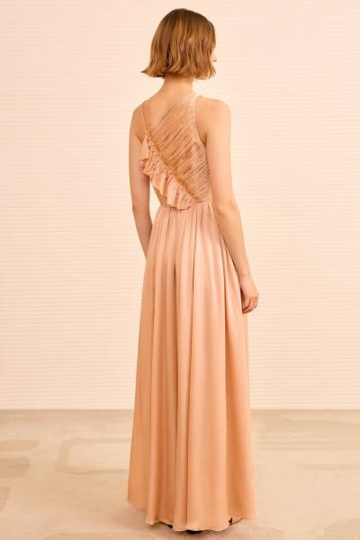 AISHA PLEATED ASYMMETRICAL GOWN