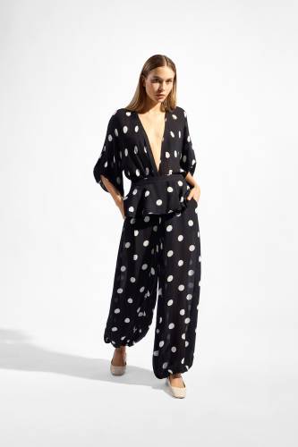 POLKA DOTS PEPLUM MAXI PANTS
