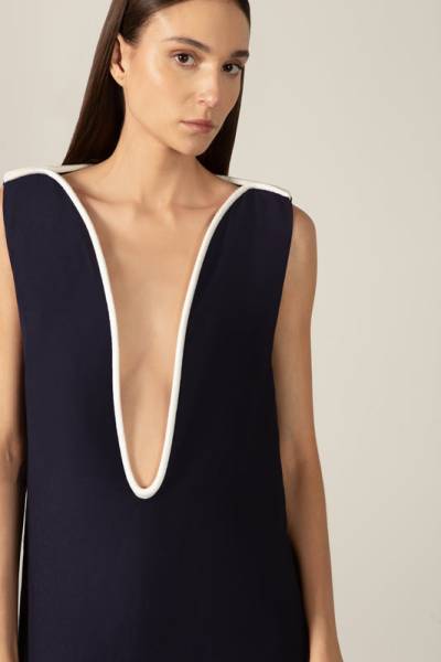 BICOLOR DEEP V-NECK MAXI DRESS