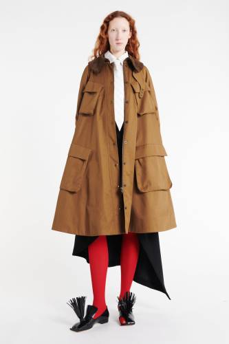 LONG FLARED TRENCH WITH POCKETS