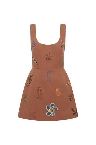 DUSTY EMBROIDERED MINI DRESS