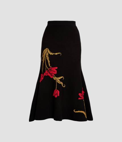 A-LINE MIDI KNIT SKIRT