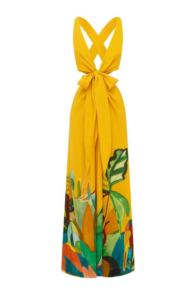 MOKSHINI SILK CUT OUT MIDI DRESS