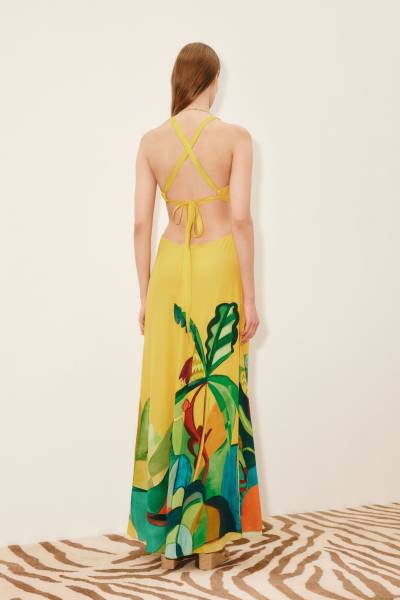 MOKSHINI SILK CUT OUT MIDI DRESS