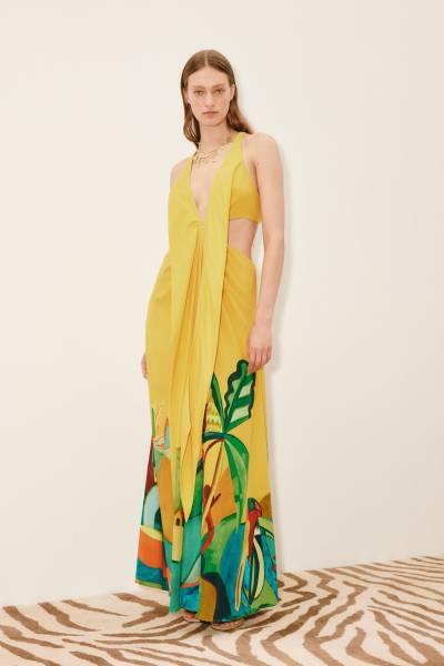 MOKSHINI SILK CUT OUT MIDI DRESS