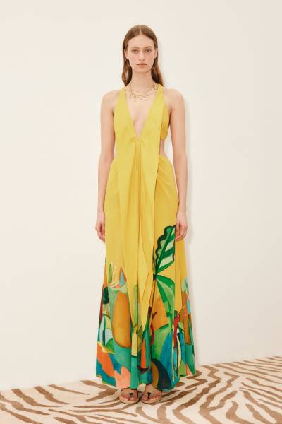 MOKSHINI SILK CUT OUT MIDI DRESS