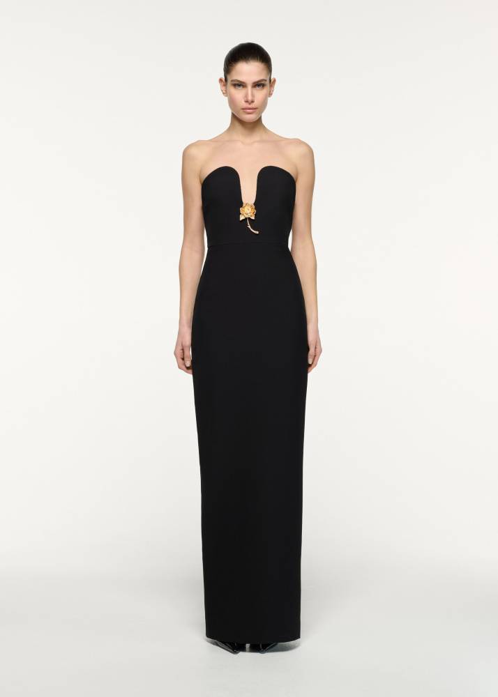 PLUNGE NECK COLUMN DRESS
