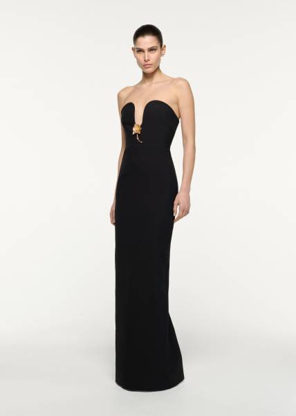 PLUNGE NECK COLUMN DRESS