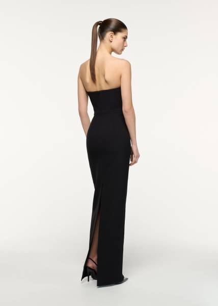 PLUNGE NECK COLUMN DRESS