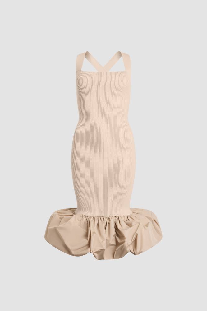 LONG MIX FAILLE KNIT DRESS