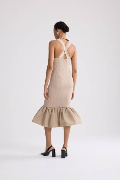 LONG MIX FAILLE KNIT DRESS