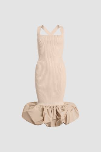 LONG MIX FAILLE KNIT DRESS