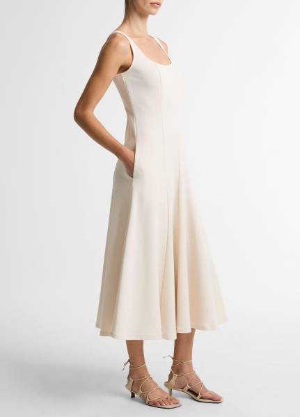 SQUARE NK SEAMED DRESS