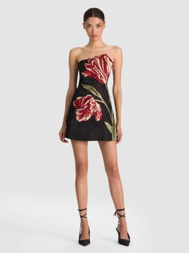KATIA EMBELL STRAPLESS LANTERN MINI DRESS