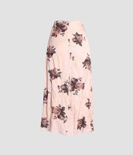 CRUSHED FLUID SATIN DRAPED MIDI SKIRT