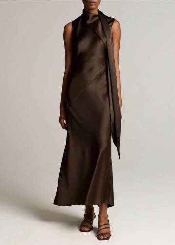 DRAPED SCARF TIE DRESS