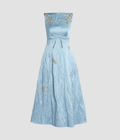 TEXTURED SATIN SLEEVELESS DRESS