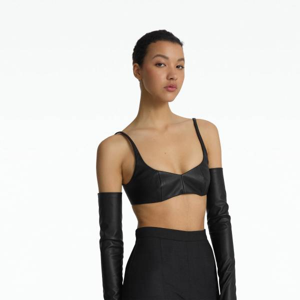 VEGAN LEATHER NECKLINE BRA