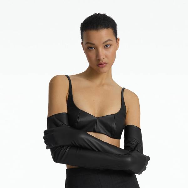 VEGAN LEATHER NECKLINE BRA