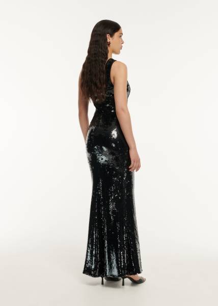 SEQUIN MAXI DRESS BLACK