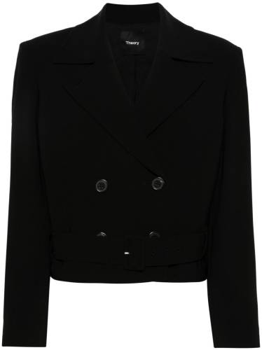 Double-Breasted Crop Trench in Admiral Crepe